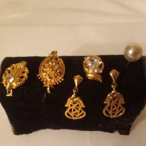 Lot Of 18kt Gold Plated Earings + A Authentic Pearl Earing